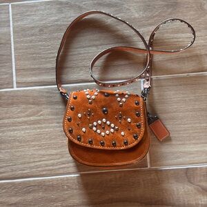 Coach western rivet orange suede crossbody